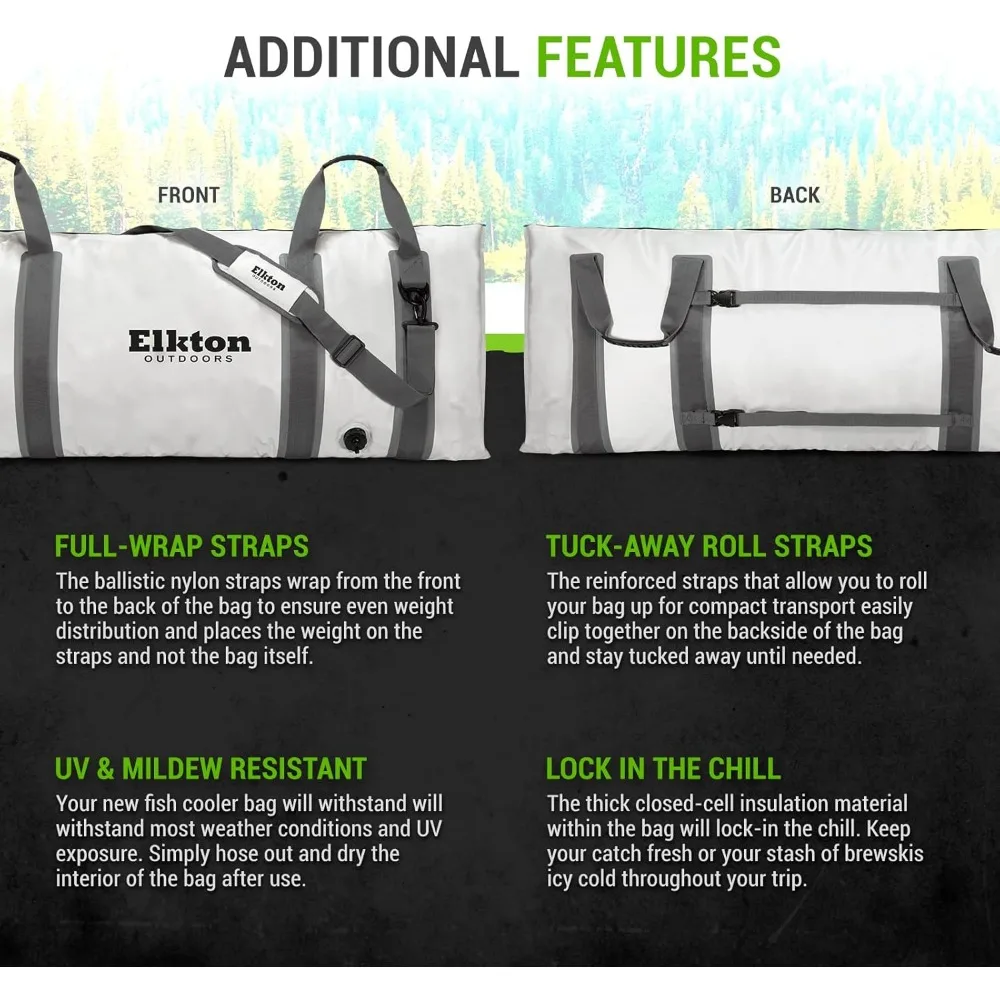 Outdoors Insulated Fish Cooler Bag Leakproof Fish Kill Bag 40x20in and 60x20in Cooler with Easy Grip Carry Handles
