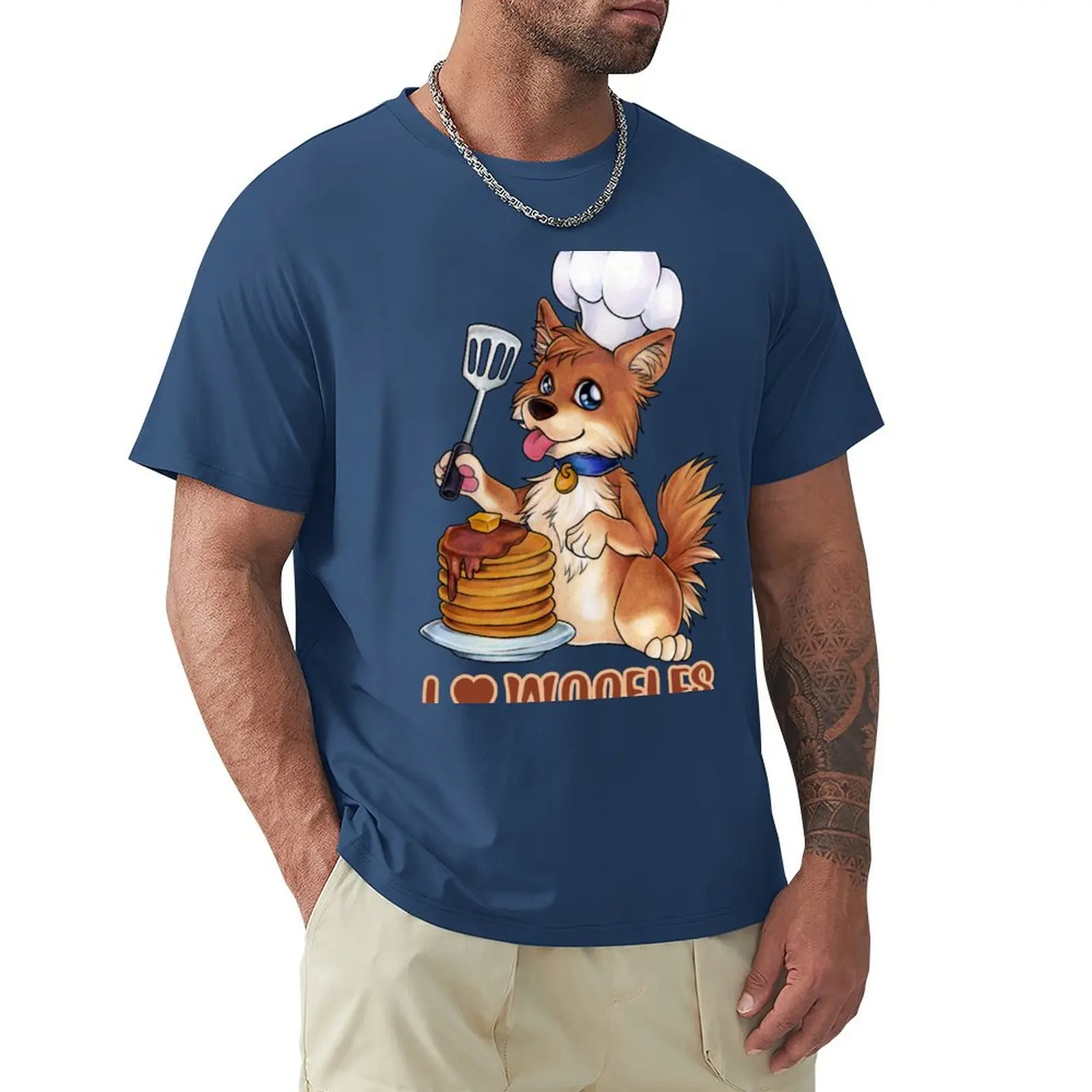 Мужская футболка с принтом вафельных собачьих лай и блинчиков