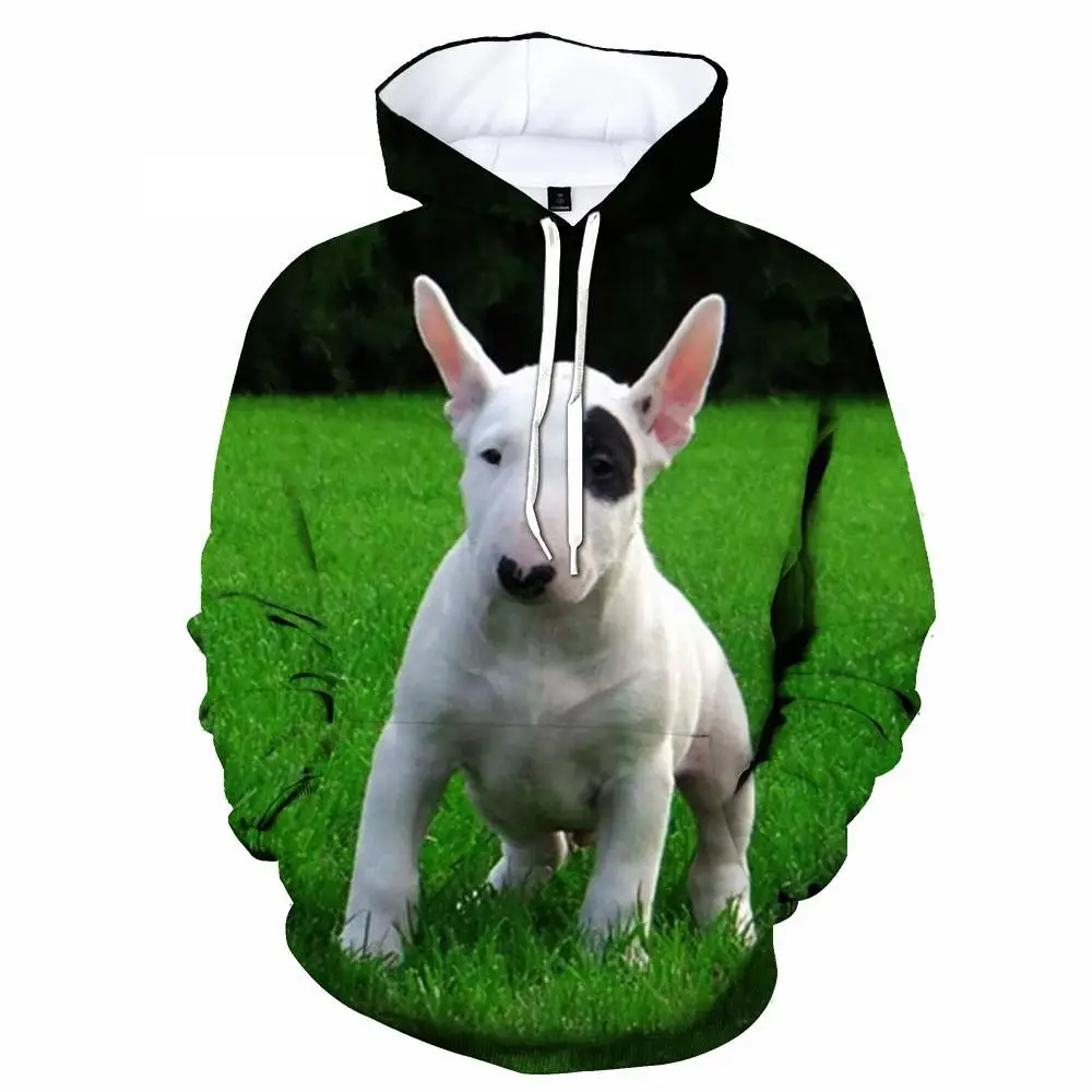 Mode Bull Terrier 3D-Druck Männer, Frauen und Kinder Hoodie lässig Haustier Hund Muster Street Style leichtes Top – Detail 5