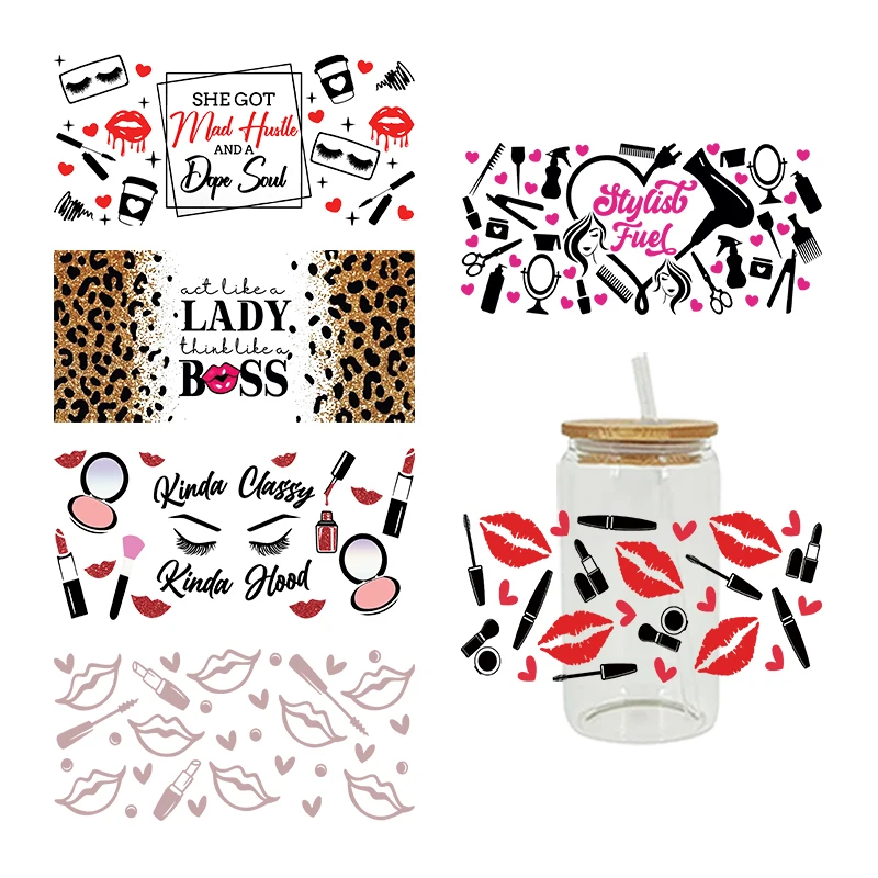 UV DTF Transfer Sticker Make up For The 16oz Libbey Glasses Wraps Bottles Cup Can DIY Waterproof Decals D8607