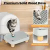 Wooden Base Litter Box Step& Ramp, Catcher-Anti-Tracking& Easy Cleaning Ideal For Small Elderly Cats 2