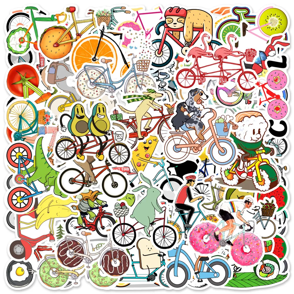 10/30/50pcs  Creative Bicycle Graffiti Stickers Car Mobile Phone Water Scrapbookcup Computer Waterproof Decal Decor Stickers