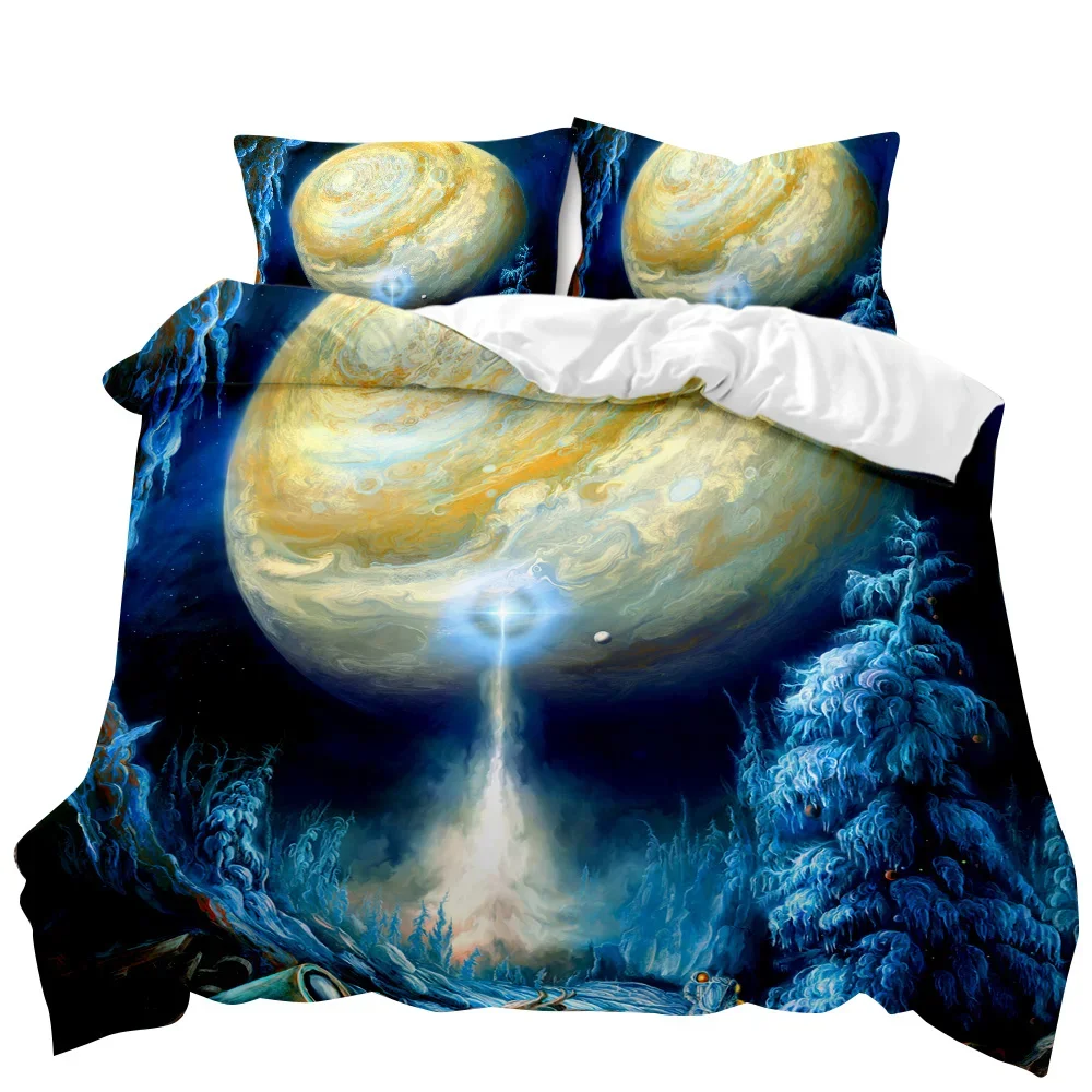 

Planet Duvet Cover Universe Twin Bedding Set Solar System Outer Space Quilt Cover 3D Starry Sky Astronomy Polyester Bedding Set