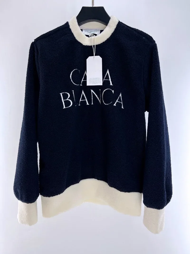 

Vintage Crewneck Black Casablanca Embroidered Fleece Sweatshirts Hoodie Men Women Lil Peep y2k