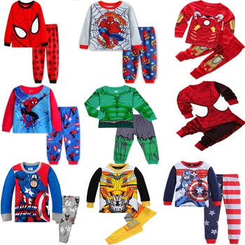Kids Superhero Pajama Set – Spider & Cars Cartoon Long Sleeve Cotton Sleepwear 1