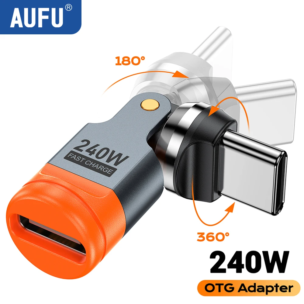 AUFU 240W USB C to Type C OTG 어댑터 PD3.1 5A 고속 충..