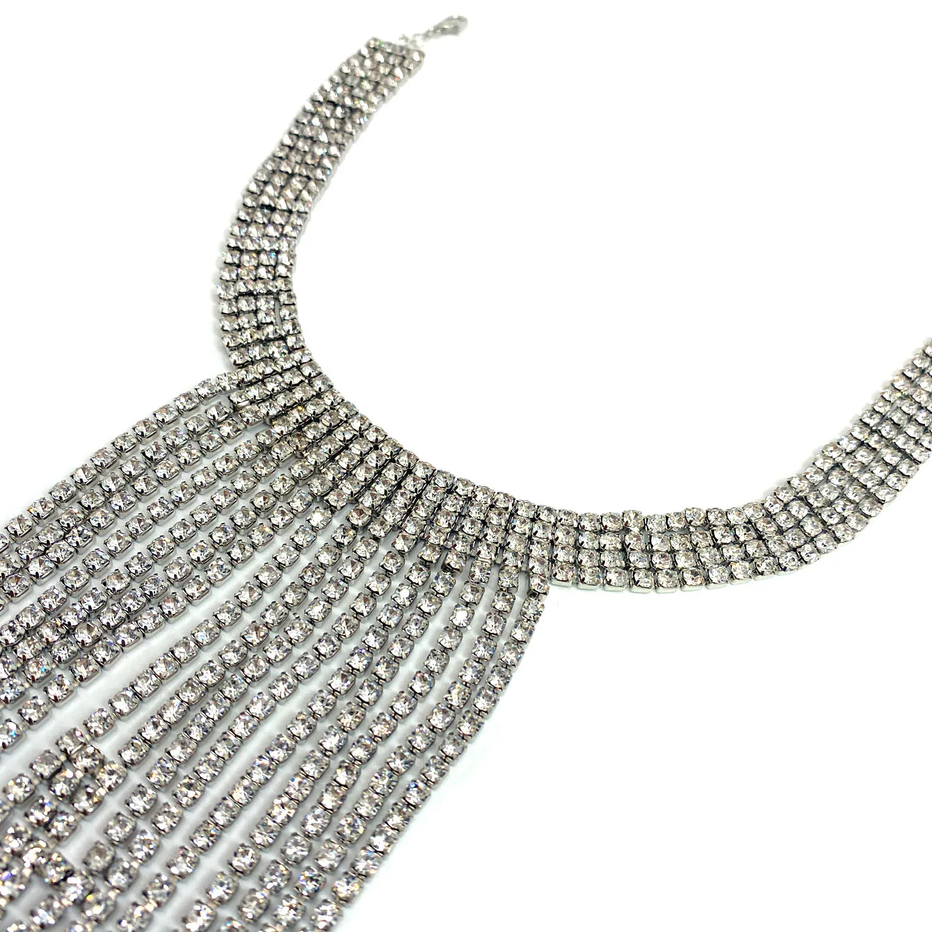 Luxury crystal chest chain, retro and high-end, multi-layer rhinestone necklace, body chain, dress accessories