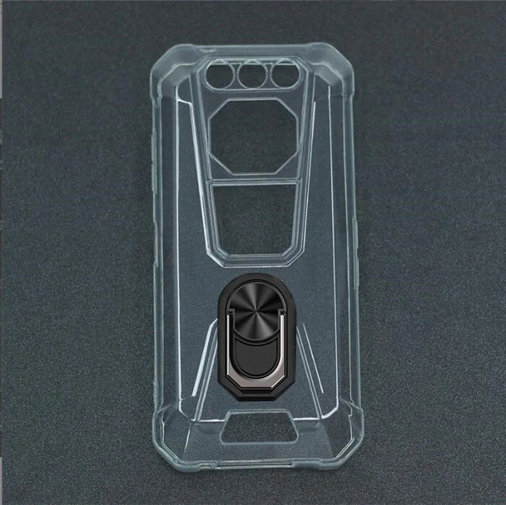 Enhanced Durable Silicone Phone Case with Back Ring Holder Bracket - 6.58” Screen Compatible