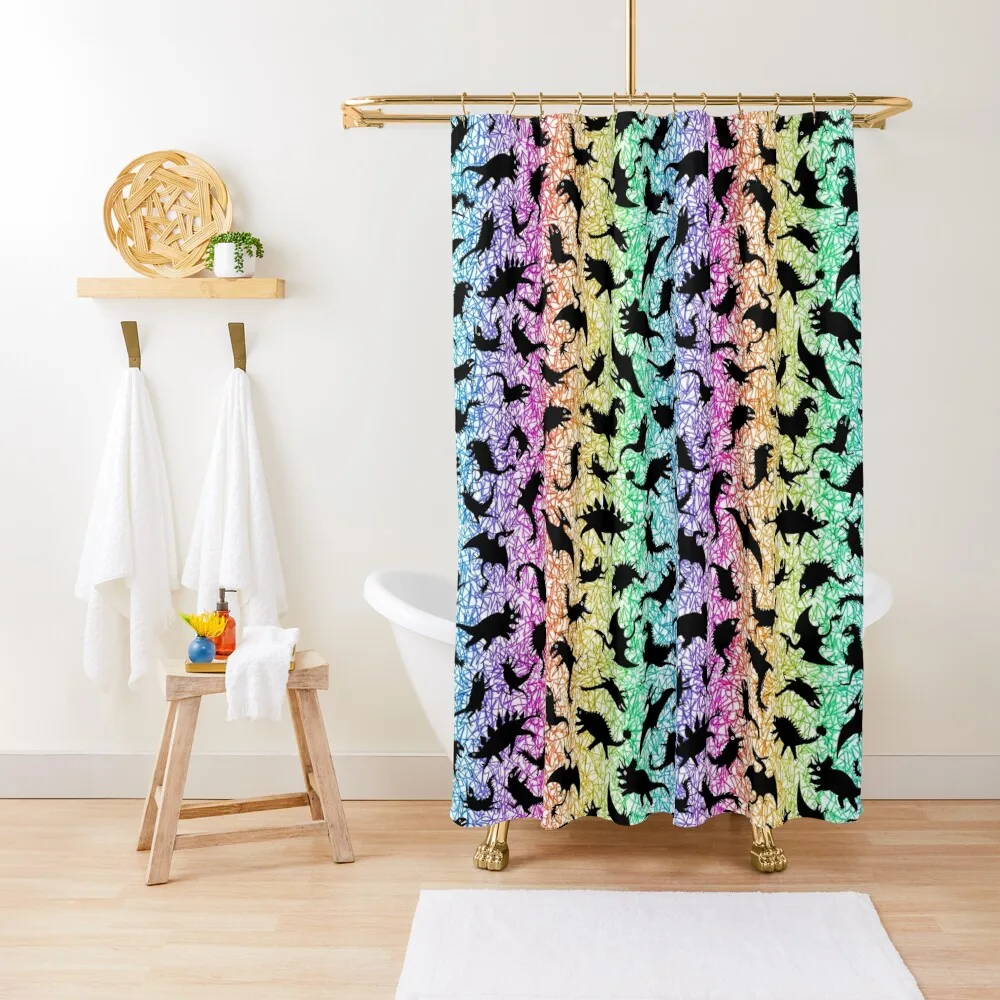

Chaos dinosaur pattern on rainbow scribbleShower Curtain Bathroom And Shower Modern Accessory Bathrooms In The Bathroom Curtain