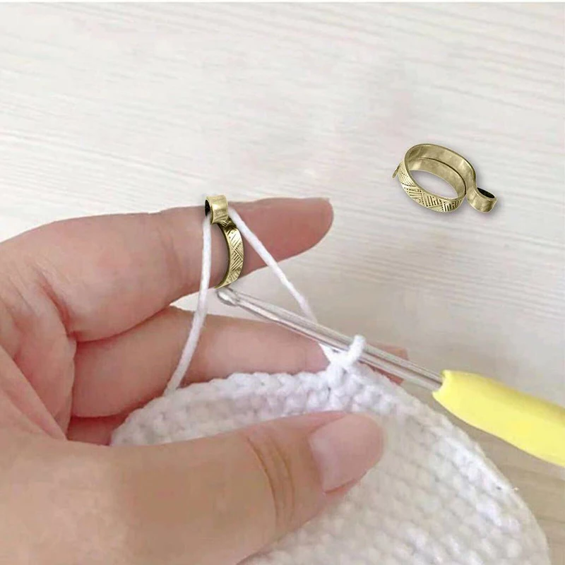 1PC DIY Multi Style Ring Knitting Loop Crochet Tool Sewing Accessories  Finger Wear Thimble Yarn Guides Adjustable Open Fingering - AliExpress