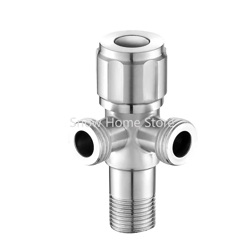 304 Stainless Steel Double Outlet Angle Valve One In Two Out Stop Valve Control Water Switch Triangle