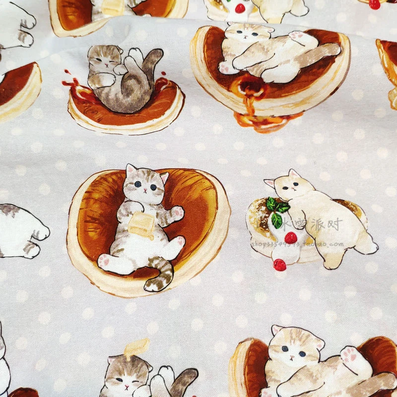 BB510 BTY 1 Yard Cotton Woven Fabric Cute Cartoon Animals, Kawaii Japanese  Cat Muffins, Bread, Breakfast| | - AliExpress