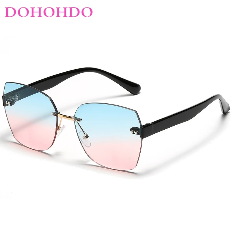 

DOHOHDO Large Frame Square Rimless Men Sunglasses 2024 New Luxury Women Sun Glasses Diamond Trimming Advanced Sense Shades UV400