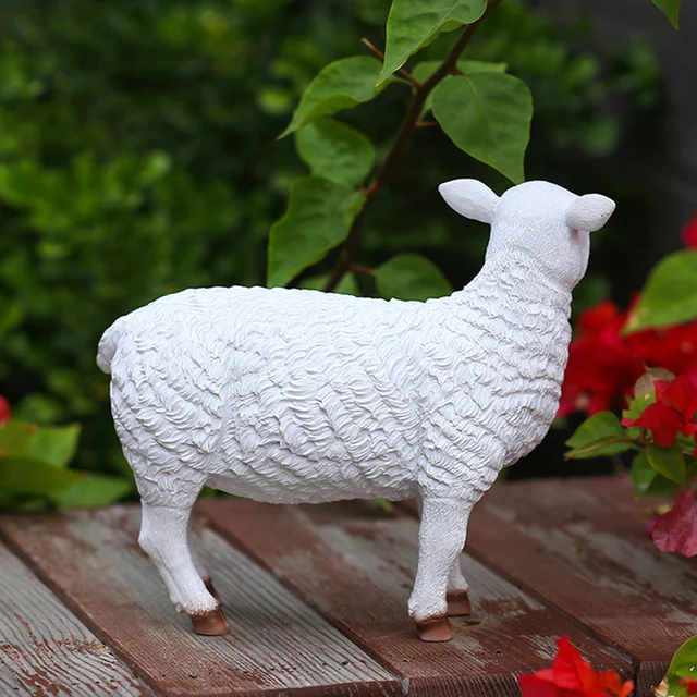 Kültéri Bárányszobor Gyantakert Szobor Dekoratív Állatok Figura Miniatűr Juhok Farm Az Udvari Terasz Pázsithoz - Image 4