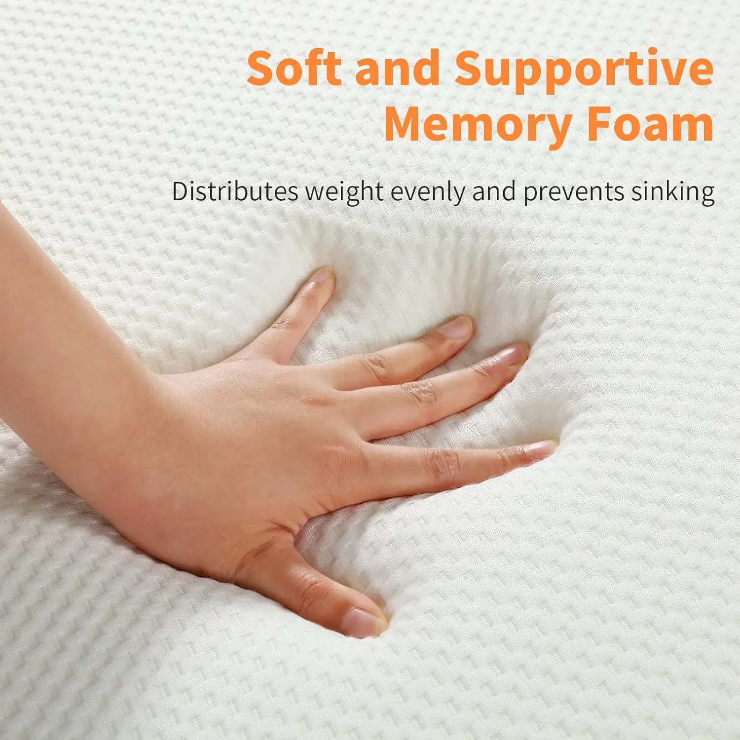 Memory Foam Massage Bed Mattress Topper with Elastic Bands, Non-Slip Lash Bed Cushion Only (Bed Not Included)