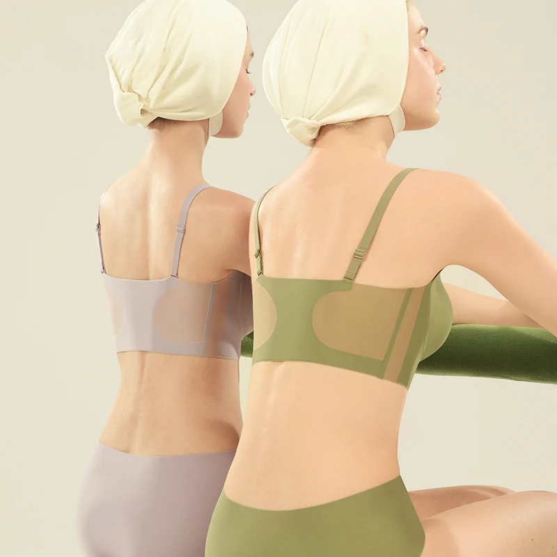 SUJIIN Women's Seamless Push Up Smoothing Padded Bra Comfort Wireless Vest Type Bralette Summer Thin Minimizer Bras Underwear