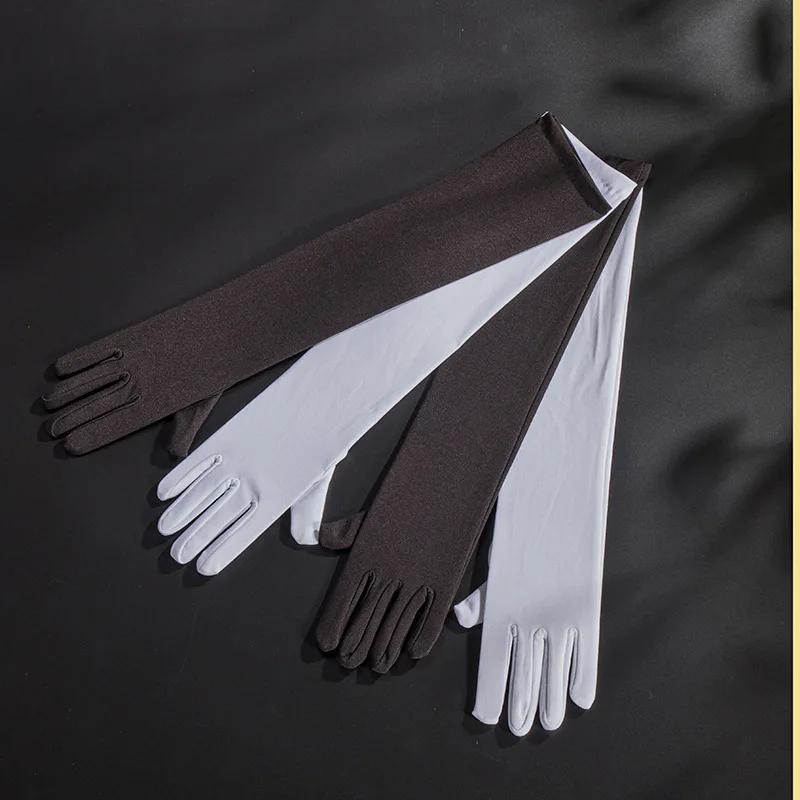 Frauen Lange Spandex Mehrfarbig Solide Retro Cosplay Bühne Leistung Hohe Stretch Atmungsaktive Handschuhe Fahren Radfahren – Detail 7