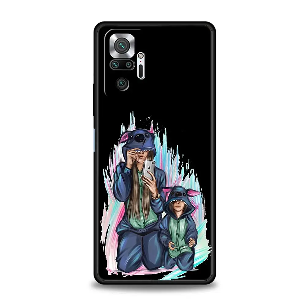 Stylish Black Brown Hair Mom and Baby Girl Phone Case Cover