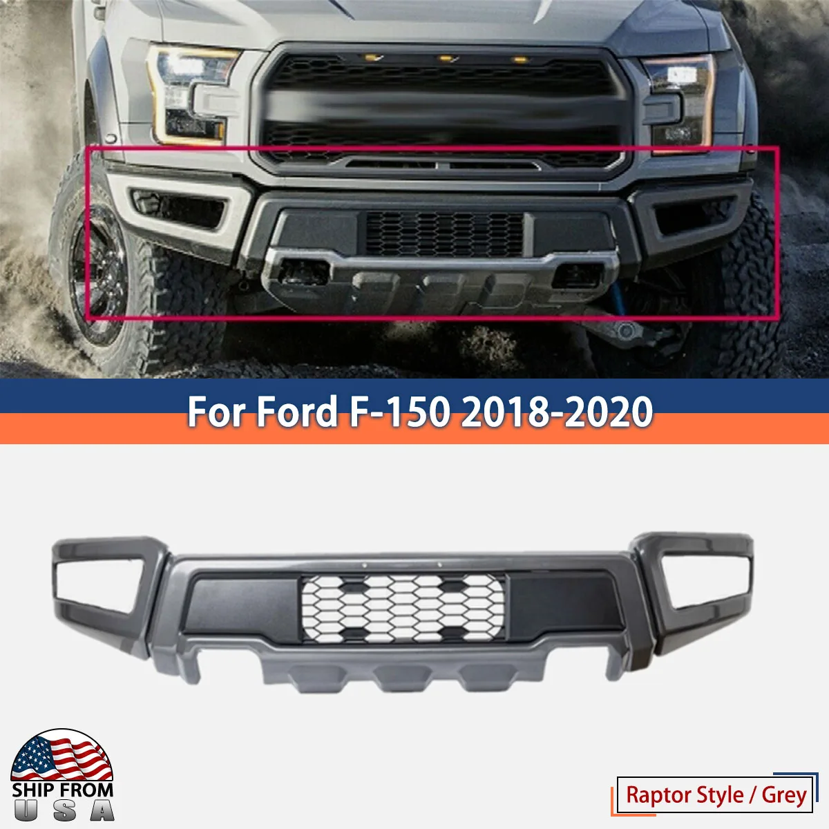 

Раптор стиль серый стальной передний бампер в сборе для 2018 2019 Ford F-150 USA