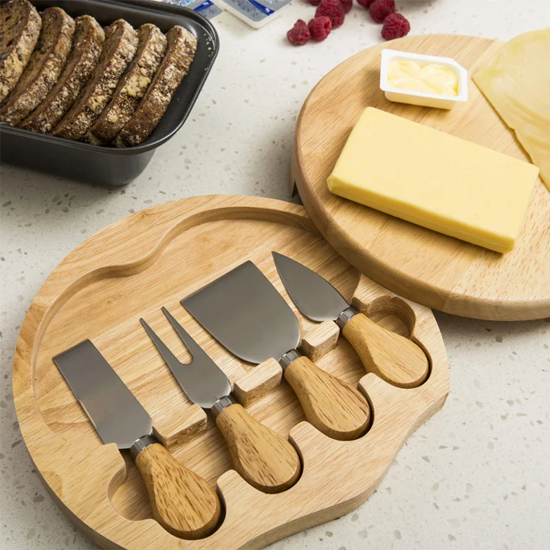 4 Cheese Knives Set Cheese Cutlery Steel Stainless Slicer Cutter Wood Handle Mini Knife Butter Knife Spatula Fork butter knife,cheese knife