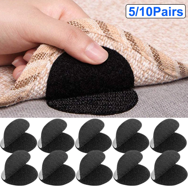 

5/10Pairs Self-adhesive Anti-slip Fastener Dots Stickers Sofa Mat Bed Sheet Rug Anti Slip Mat Reusable PVC Adhesive Home Product