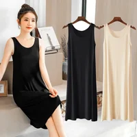 Modal Sleeveless Vest Dress Women Summer New Style Large Size Nightgown Base Skirt round Neck Knee-Length Empire Waist