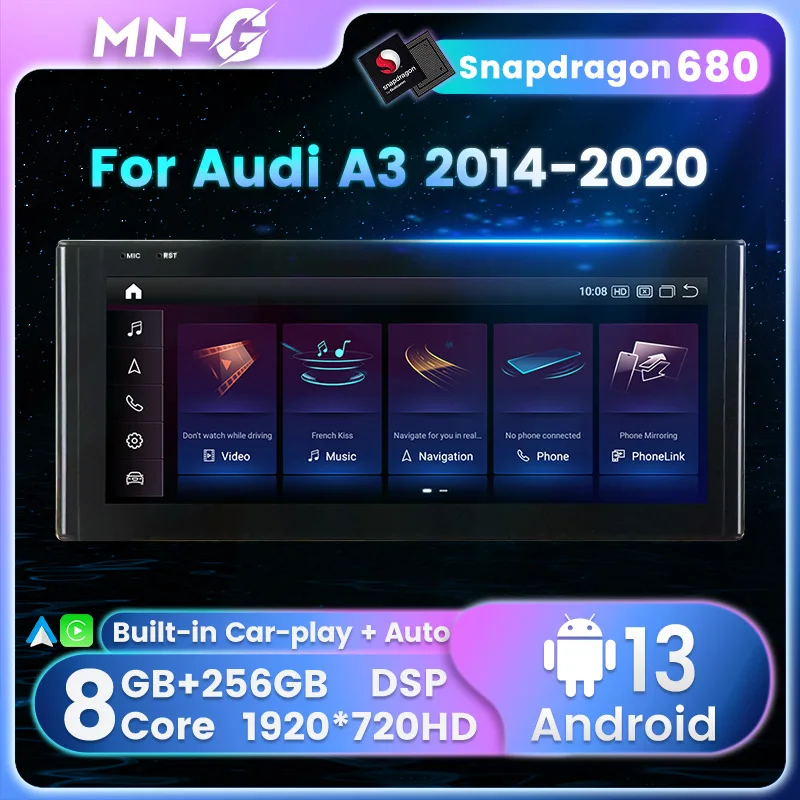 Autoradio Android 14 GPS Pour Audi A3/S3/RS3 (2003-2011) - Écran 7", CarPlay/Android Auto, DAB+, 4Go/64Go