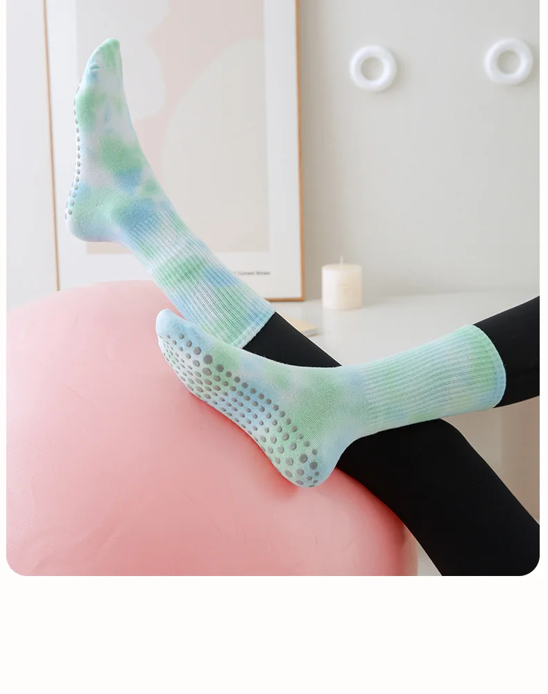 Yoga Socks Women Cotton Tie-dyed Silicone Non-slip Pilates Grip Crew Sock 30 Sac2bd70b4efb43bb93b928c6a7e6e80b9
