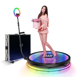 Spinner Tempered 360 Photo Booth 80 100cm Rotating Camera Platform Auto Infinite Glass 360 Video Booth Machine for Party Event