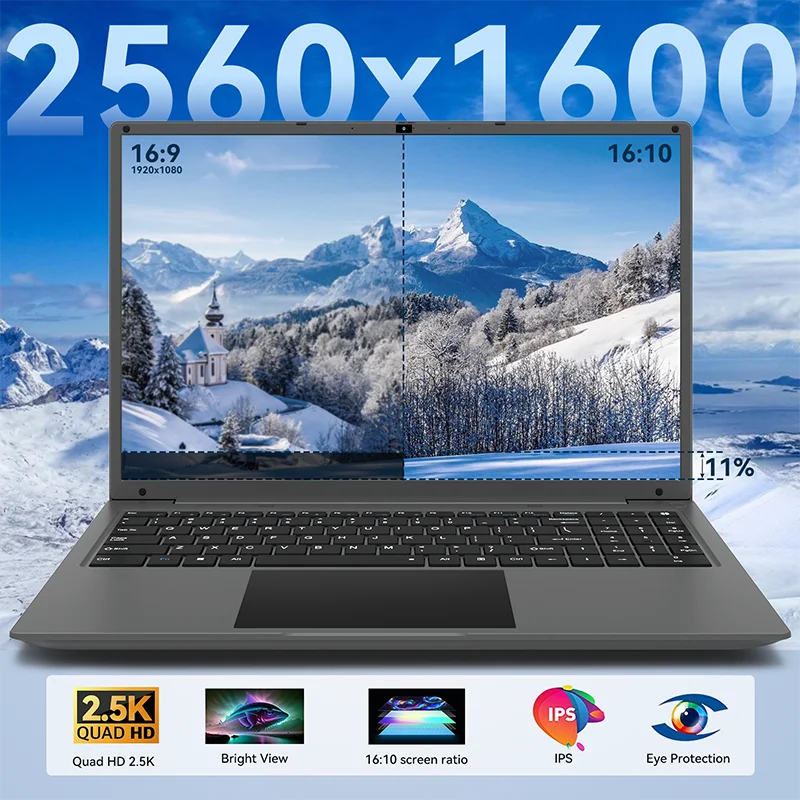 Adreamer Laptop 16 Inch 2.5K IPS Intel i5-1240P 16GB DDR4+1TB SSD Office School Notebook 55Wh 12 Core 4.4GHz Windows 11 Computer