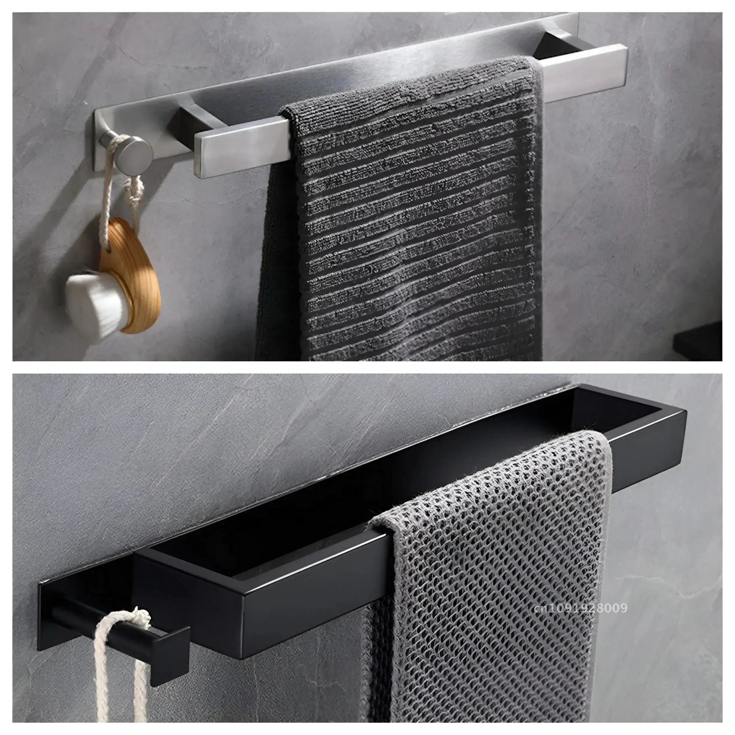 Towel rack，304 Stainless Steel Punchless Hardware Rack Bathroom Single Bar Towel Bathroom Rack，