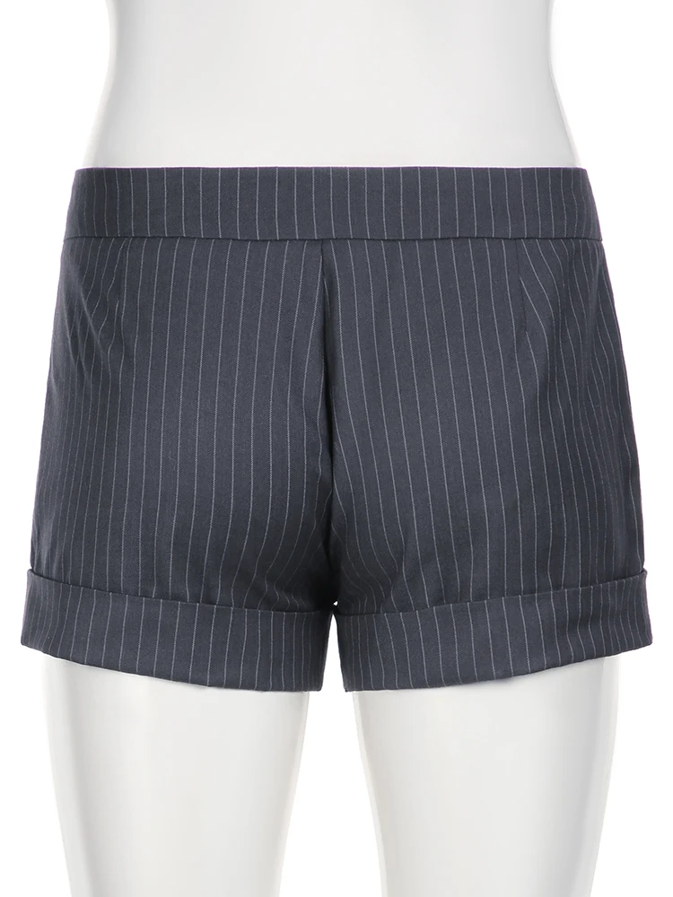 IAMSURE Basic Casual Striped Shorts Elegant Fashion Sexy Slim Low-Waisted Suits Shorts Women 2024 Summer Fashion Streetwear Lady