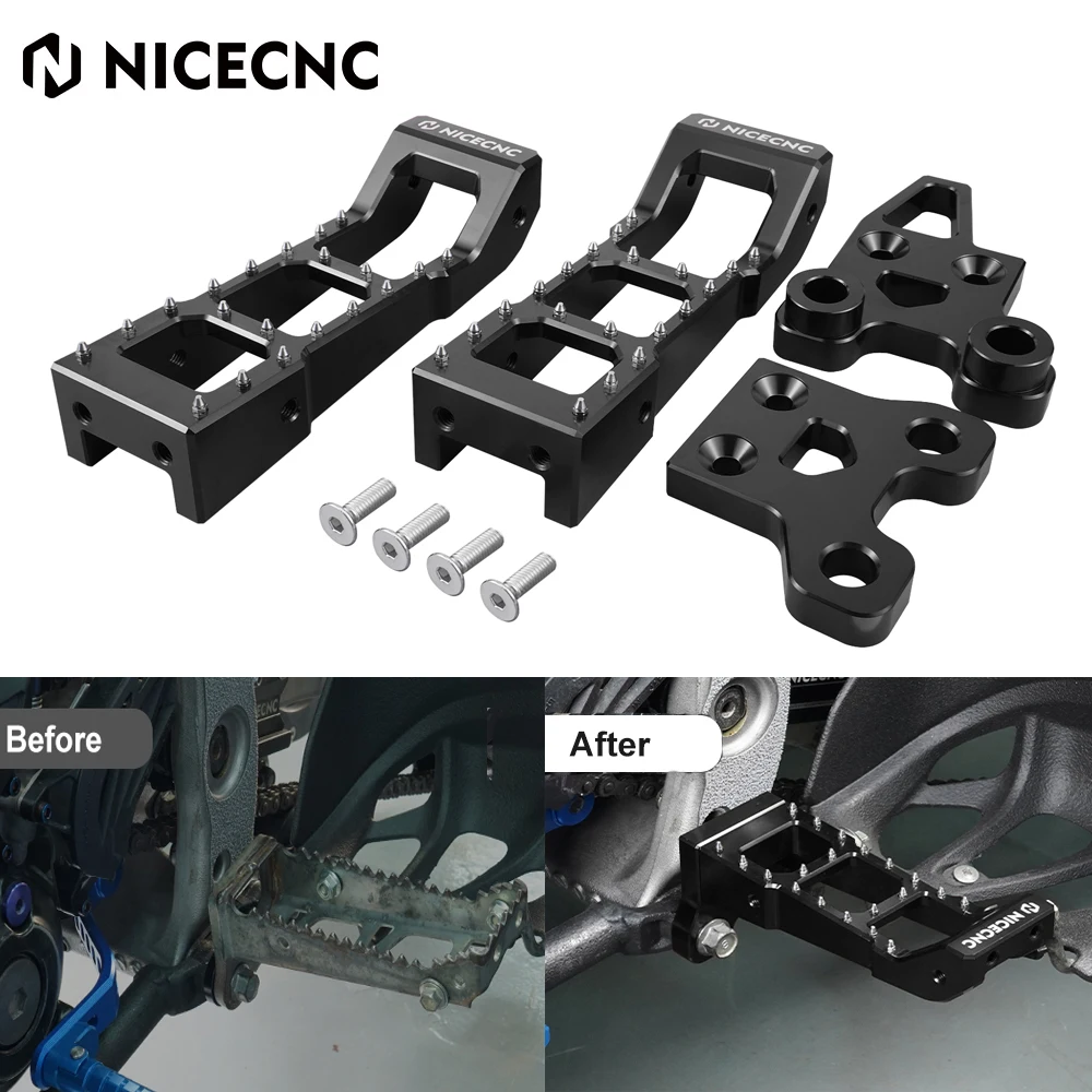 NiceCNC ATV Foot Pegs Rest Pedals Footrests Stand for Yamaha YFZ450R 2009-2022 2021 YFZ450X 2010-2011 Billet Aluminum Footpegs