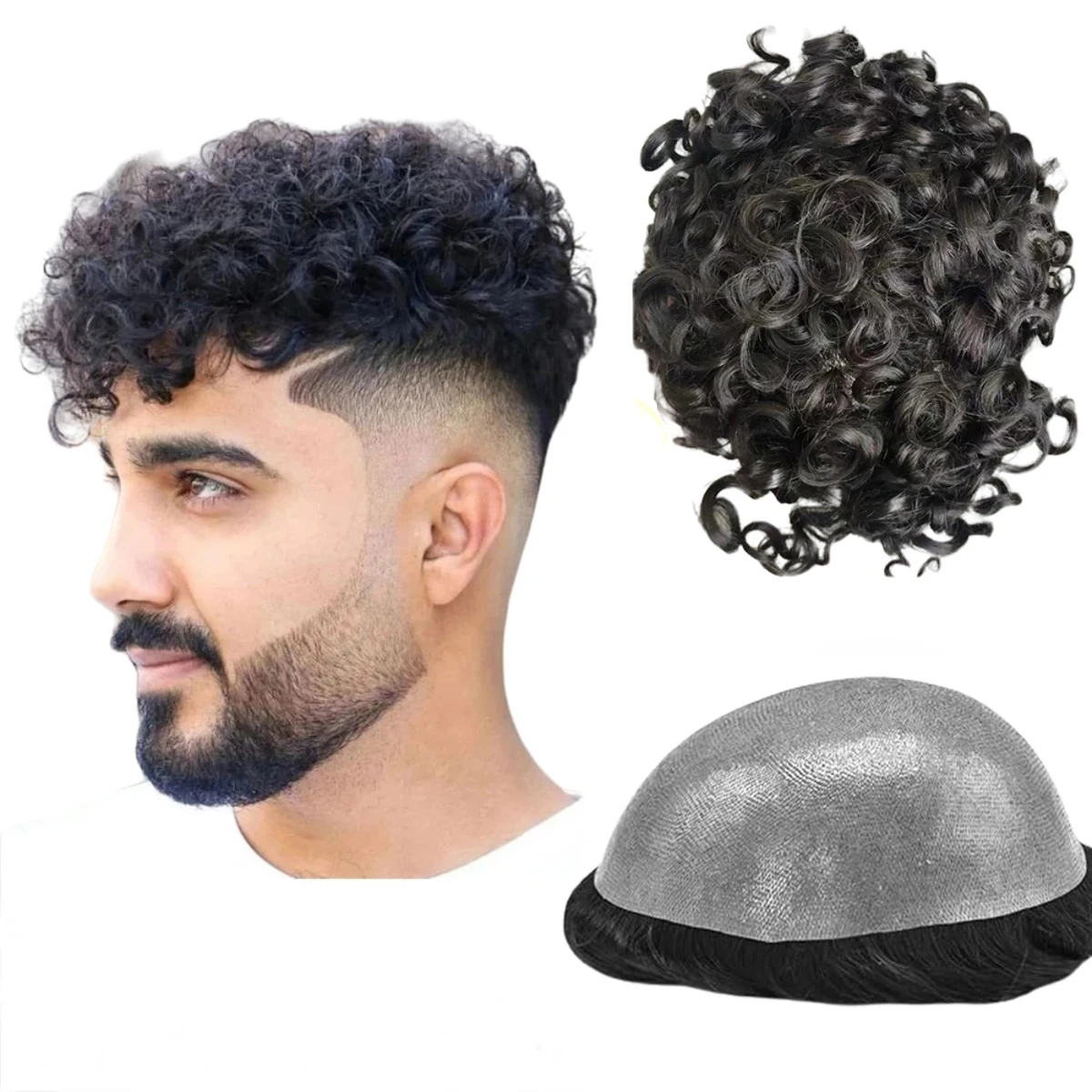Toupee for Men 0.04mm PU Skin Prosthesis Units Patch 10" x 8" Toupee European Virgin Human Hair Units