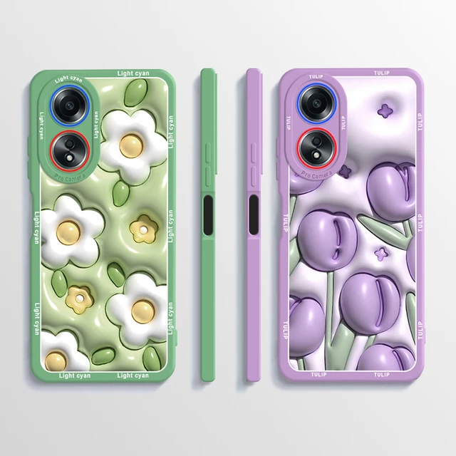 Funda de teléfono para Oppo A58 4G, protector cuadrado de silicona TPU,  carcasa trasera de flores encantadoras para OppoA58 A 58 4G CPH2577 -  AliExpress