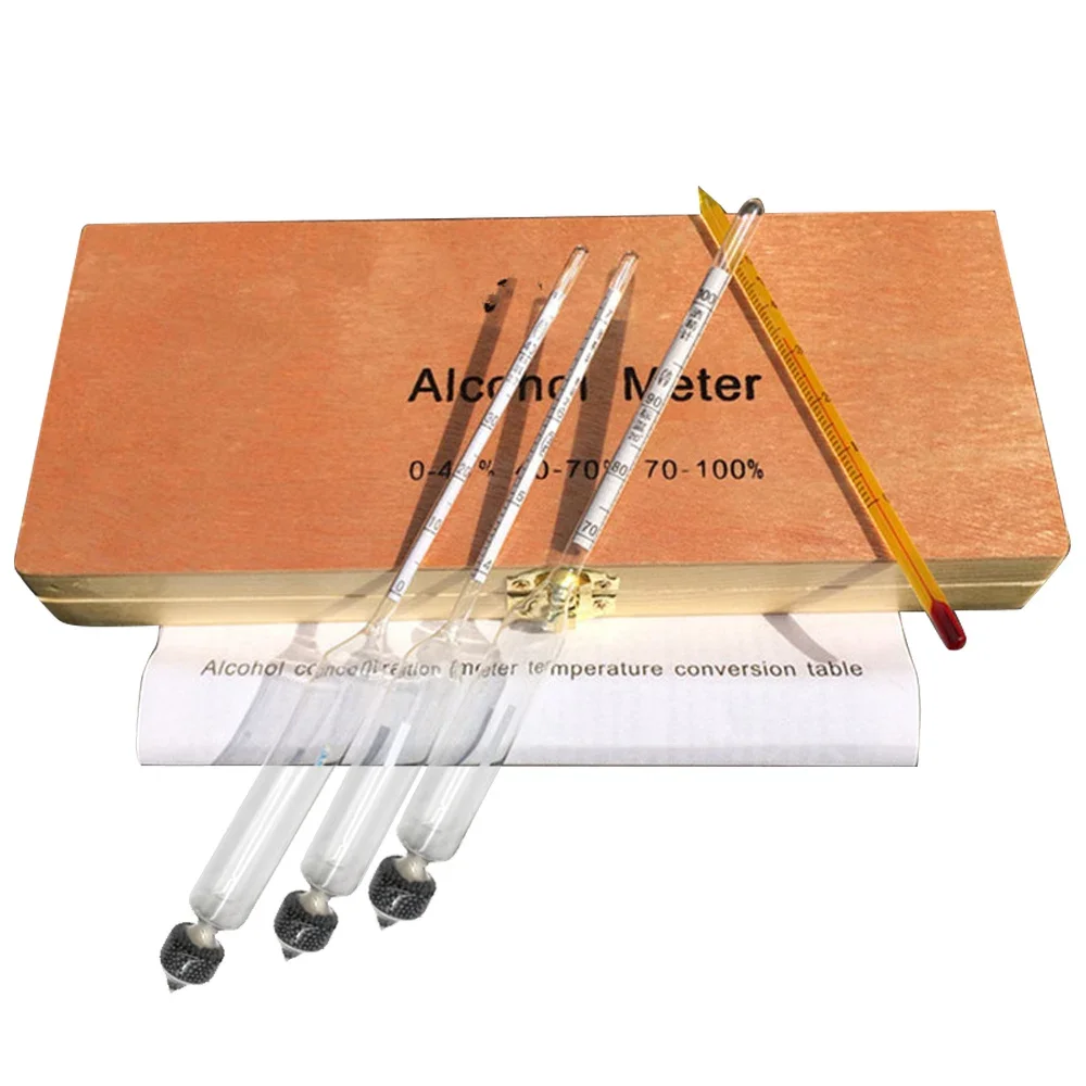 Alcohol Meter Professional Detector Set Tool 0-100% For Vodka Whiskey Wine Concentration Meter