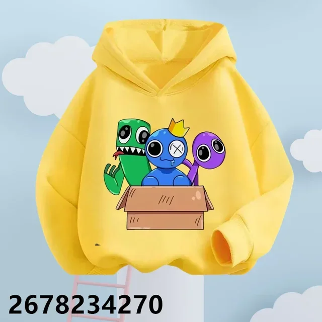 Nuevas sudaderas con capucha para niños con estampado de dibujos animados de amigos del arcoíris de anime, sudaderas de manga para primavera, otoño e invierno, conjuntos de sudaderas con capucha para