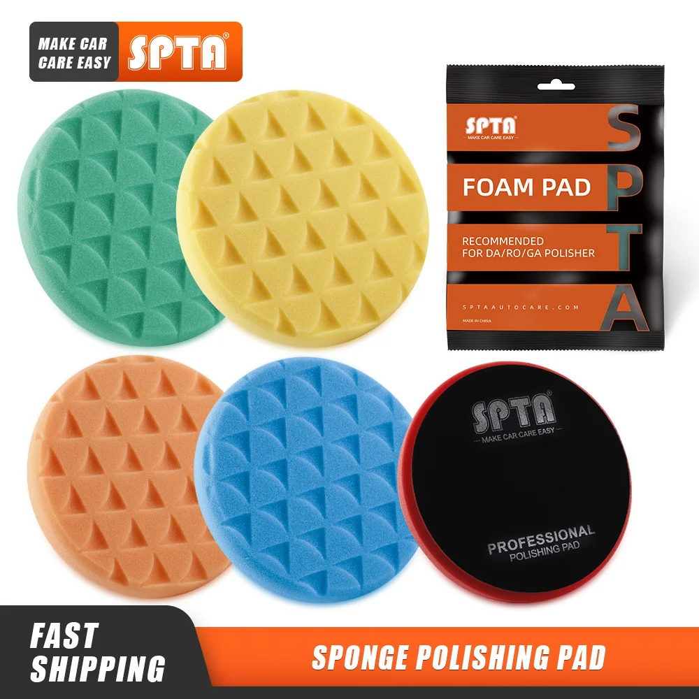 (Single Sale) SPTA 5"(125mm)/6"(150mm) Round Triangle Waxing ing Sponge Pad Polishing for Car RO/DA Machine Auto Care