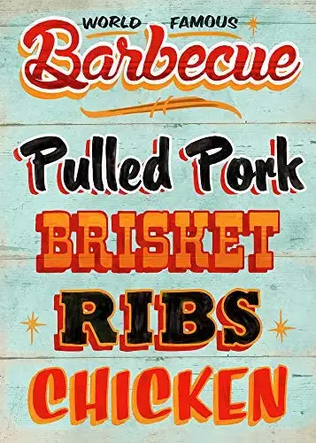 

SLALL World Famous Barbeque Retro Street Sign Household Metal Tin Sign Bar Cafe Car Motorcycle Garage Decoration Supplies