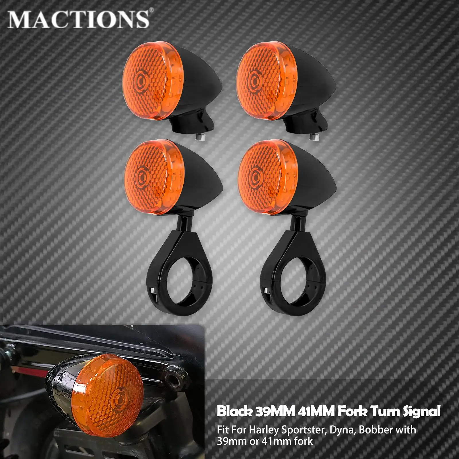 4-Piece Motorcycle Turn Signal Lens Cover Set For Harley Sportster, Dyna, Softail - Front LED Compatible
