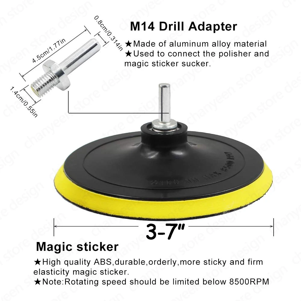 2-12Pcs M14 Wool Felt Polishing Pad Set 3/4/5/6/7Inch for Car Paint Glass Stainless Steel Repair