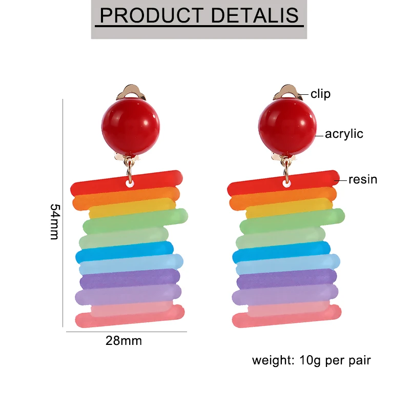 Lot De 12 Paires De Boucles D'oreilles à Clip Pour Fille - Résine, Sans Perçage, Motifs Sirène Cœur Arc-en-ciel