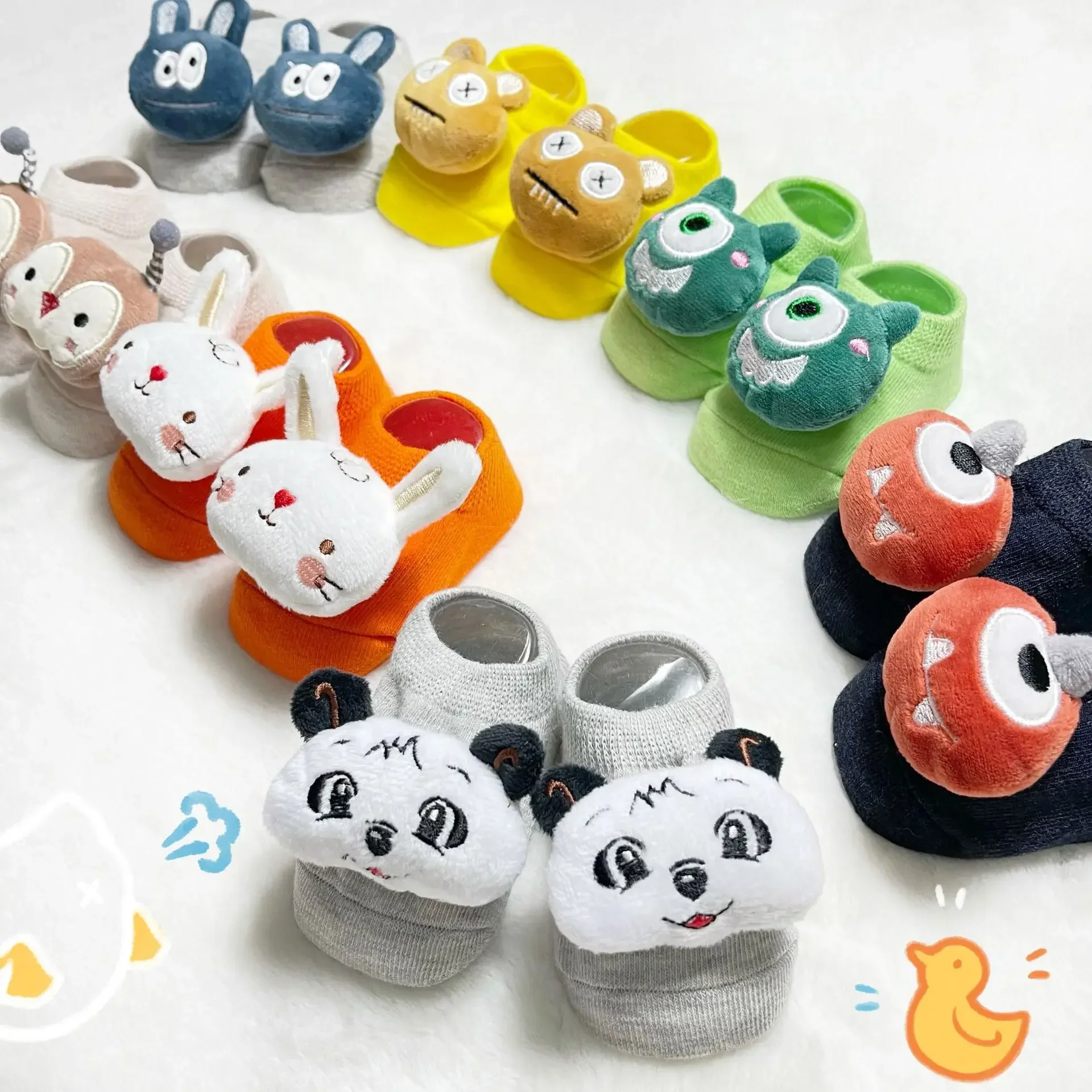 Kawaii Cotton Infant Toddler Baby Boys Girls Stitch Clothes Korean Cute Cartoon 3D Doll Newborn Rubber Anti-slip Floor Socks 2