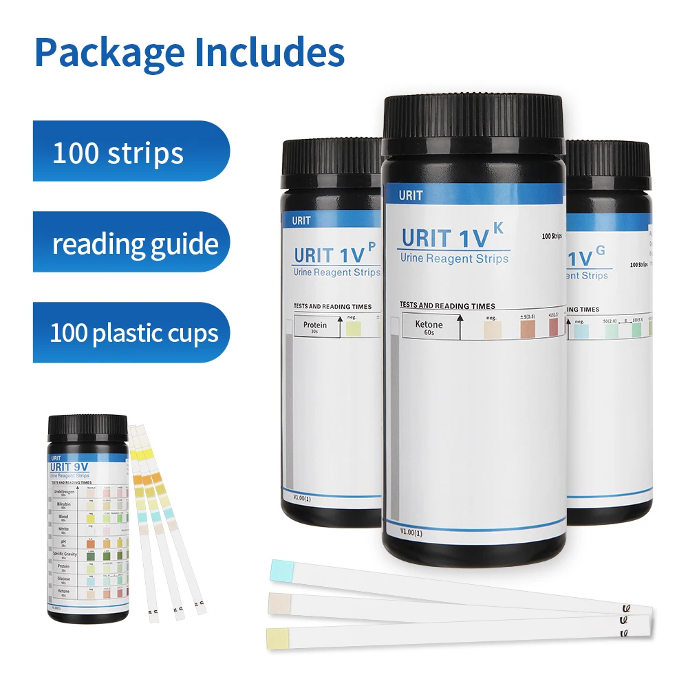 URIT Urine Visual Test Strip Measurement Urobilinogen、Bilirubin、Blood、Nitrite、PH、Specific Gravity、Protein、Glucose、Ketone