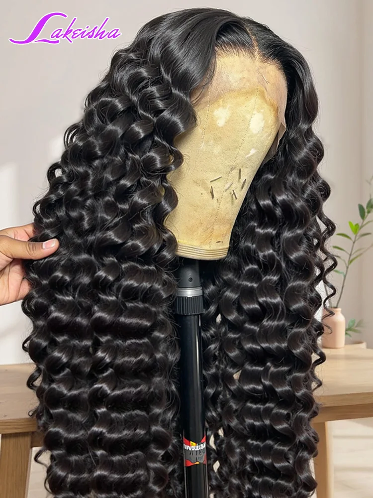 250% 40 Zoll Loose Deep Wave 13x6 Glueless Lace Front Echthaarperücken Wasserlocken Naturwelle 13x4 HD Lace Frontal Perücke vorgezupft