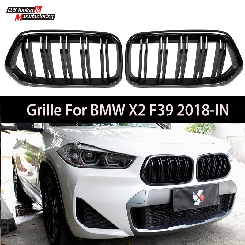 Grille Avant Noir Brillant Pour BMW Série 1 F20/F21 2011-2014 - Double Lamelle - ABS Qualité - Montage Facile