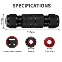 Outdoor Waterproof 10Gbps Cat6A Shielded Lightning Protection Ethernet Coupler, IP68 Surge Proof Network Extender for Monitoring 6