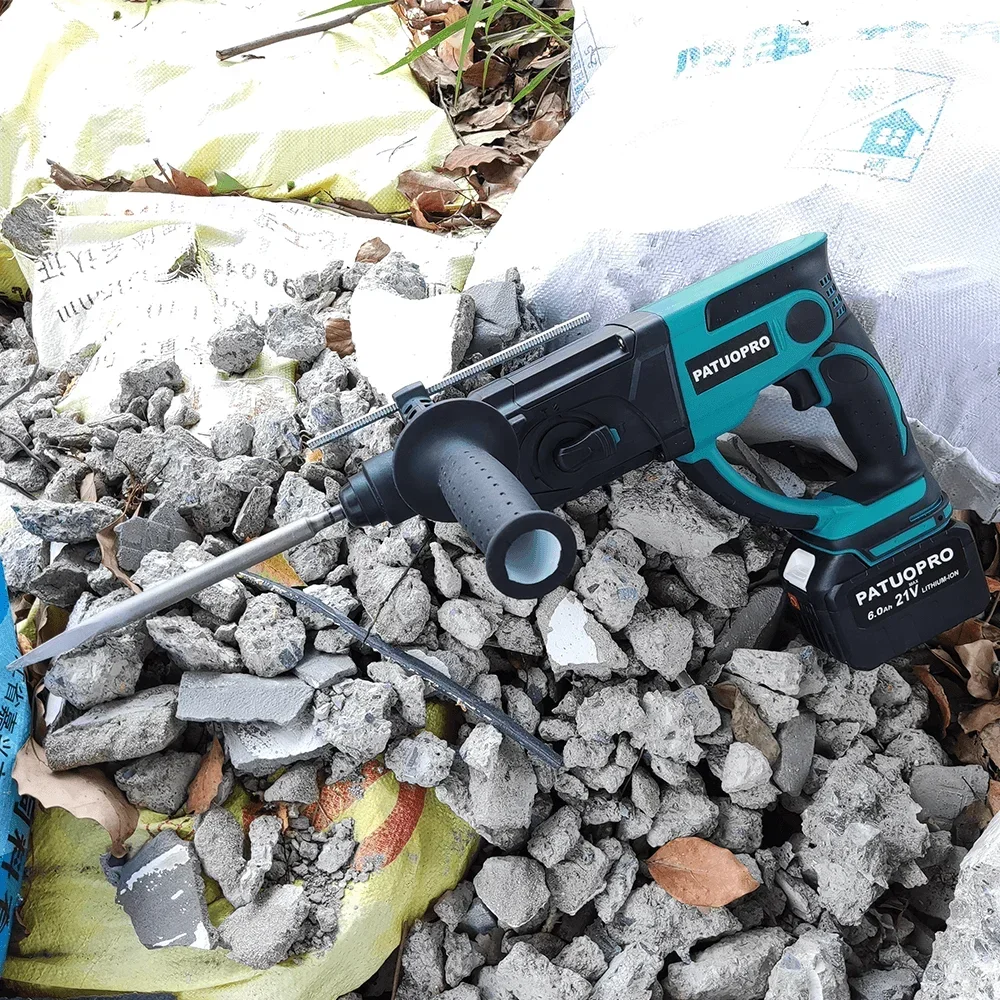 PATUOPRO 28mm Brushless Rotary Hammer Drill 3-Mode Variable Speed Hammer Drill Chiselsing Power Tool For Makita 18V Battery 6