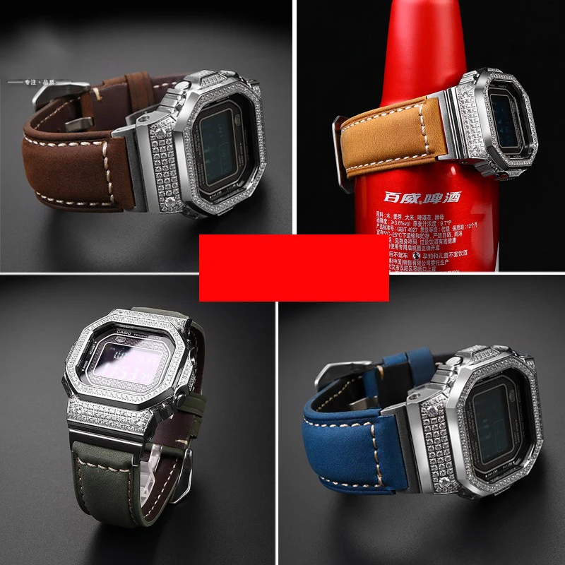 Retrofit Genuine Leather watchband for casio g-shock GMW-B5000