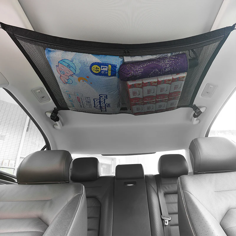 Car Storage Bag Roof Cargo Net SUV Ceiling Organizer